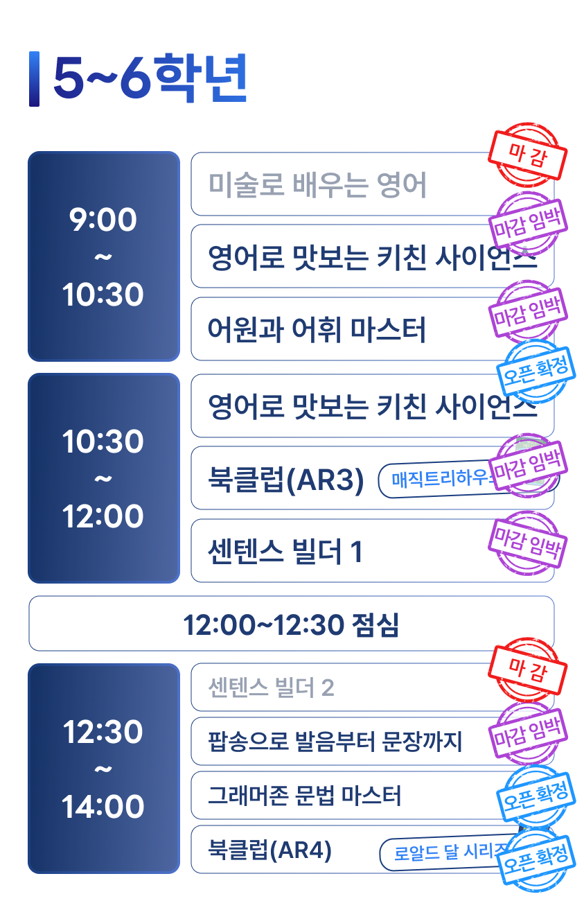 class schedule